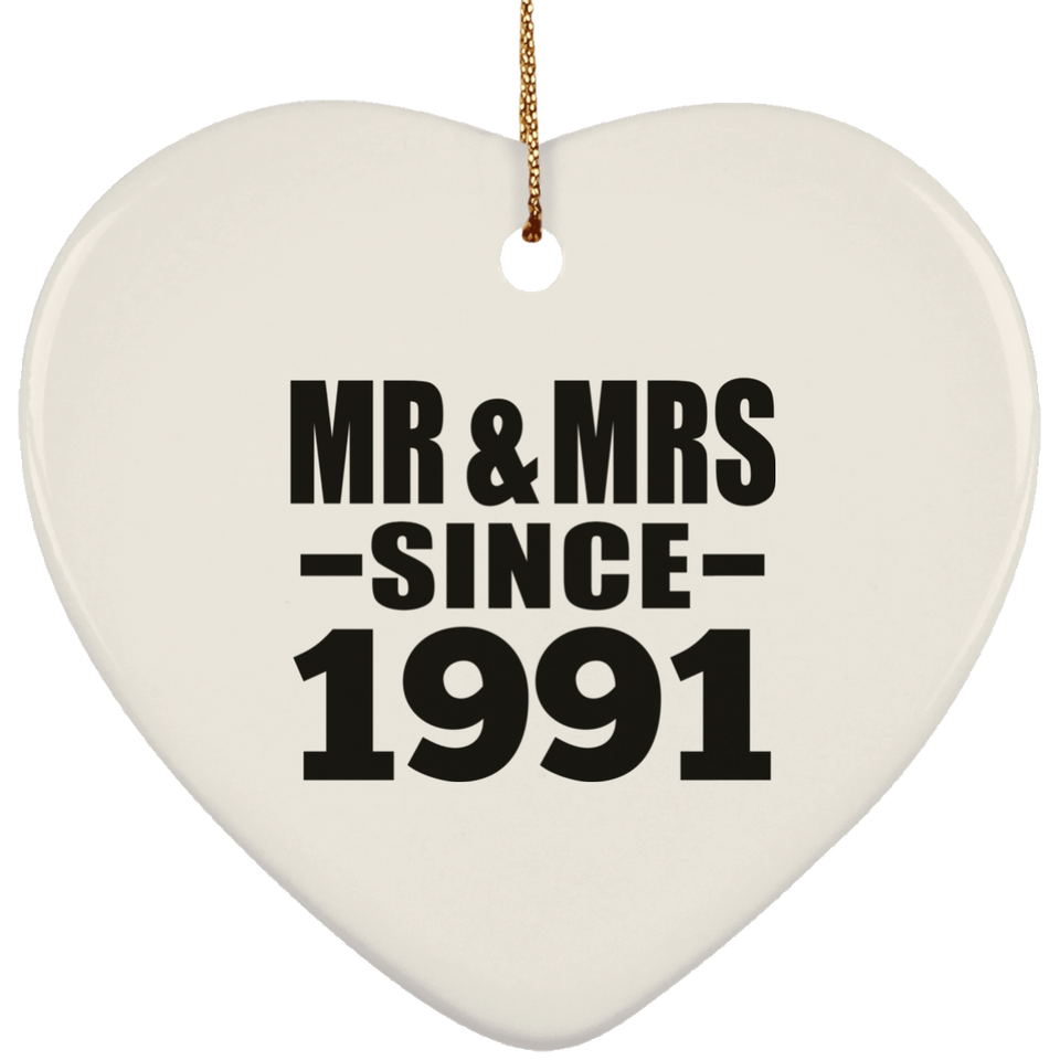 33rd Anniversary Mr & Mrs Since 1991 - Heart Ornament