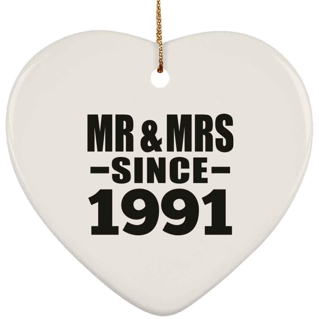 33rd Anniversary Mr & Mrs Since 1991 - Heart Ornament