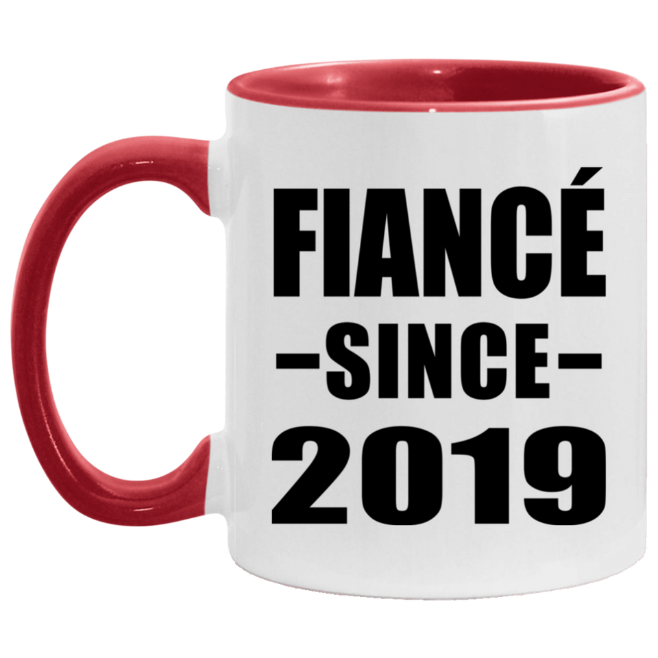 Fiance Since 2019 - 11oz Accent Mug Red