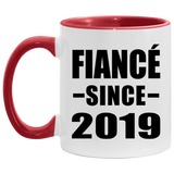 Fiance Since 2019 - 11oz Accent Mug Red
