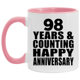 Happy 98th Anniversary 98 Years & Counting - 11oz Accent Mug Pink