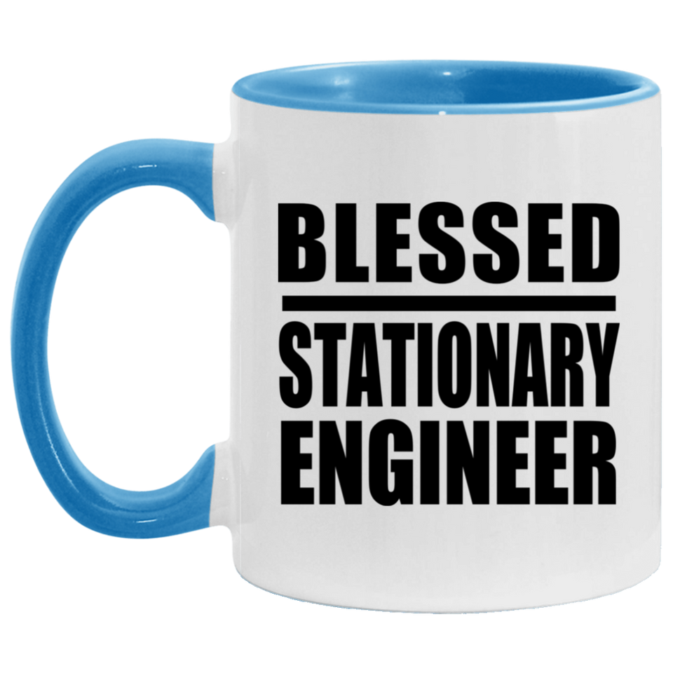 Blessed Stationary Engineer - 11oz Accent Mug Blue