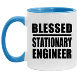 Blessed Stationary Engineer - 11oz Accent Mug Blue