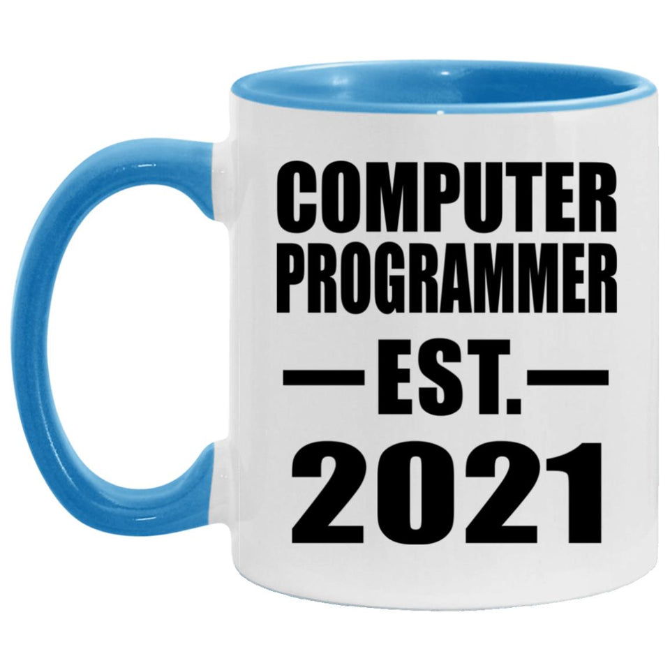 Computer Programmer Established EST. 2021 - 11oz Accent Mug Blue
