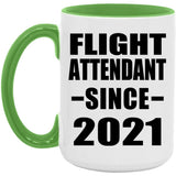 Flight Attendant Since 2021 - 15oz Accent Mug Green