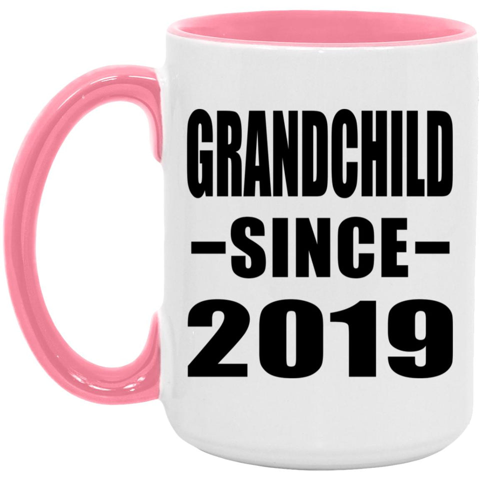 Grandchild Since 2019 - 15oz Accent Mug Pink