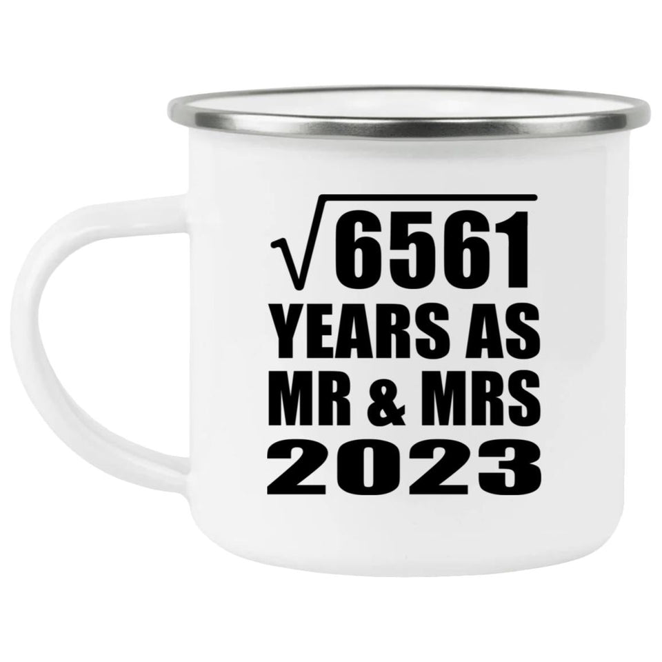 81st Anniversary Square Root of 6561 Years As Mr & Mrs 2023 - 12oz Camping Mug