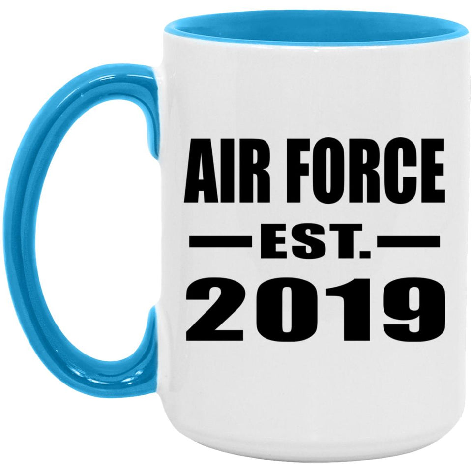 Air Force Established EST. 2019 - 15oz Accent Mug Blue