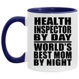Health Inspector By Day World's Best Mom By Night - 11oz Accent Mug Purple