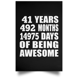 41st Birthday 41 Years 492 Months 14975 Days Of Awesome - Poster Portrait