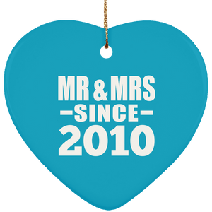 14th Anniversary Mr & Mrs Since 2010 - Heart Ornament