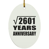 51st Anniversary Square Root of 2601 Years Anniversary - Oval Ornament