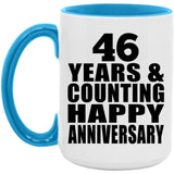Happy 46th Anniversary 46 Years & Counting - 15oz Accent Mug Blue