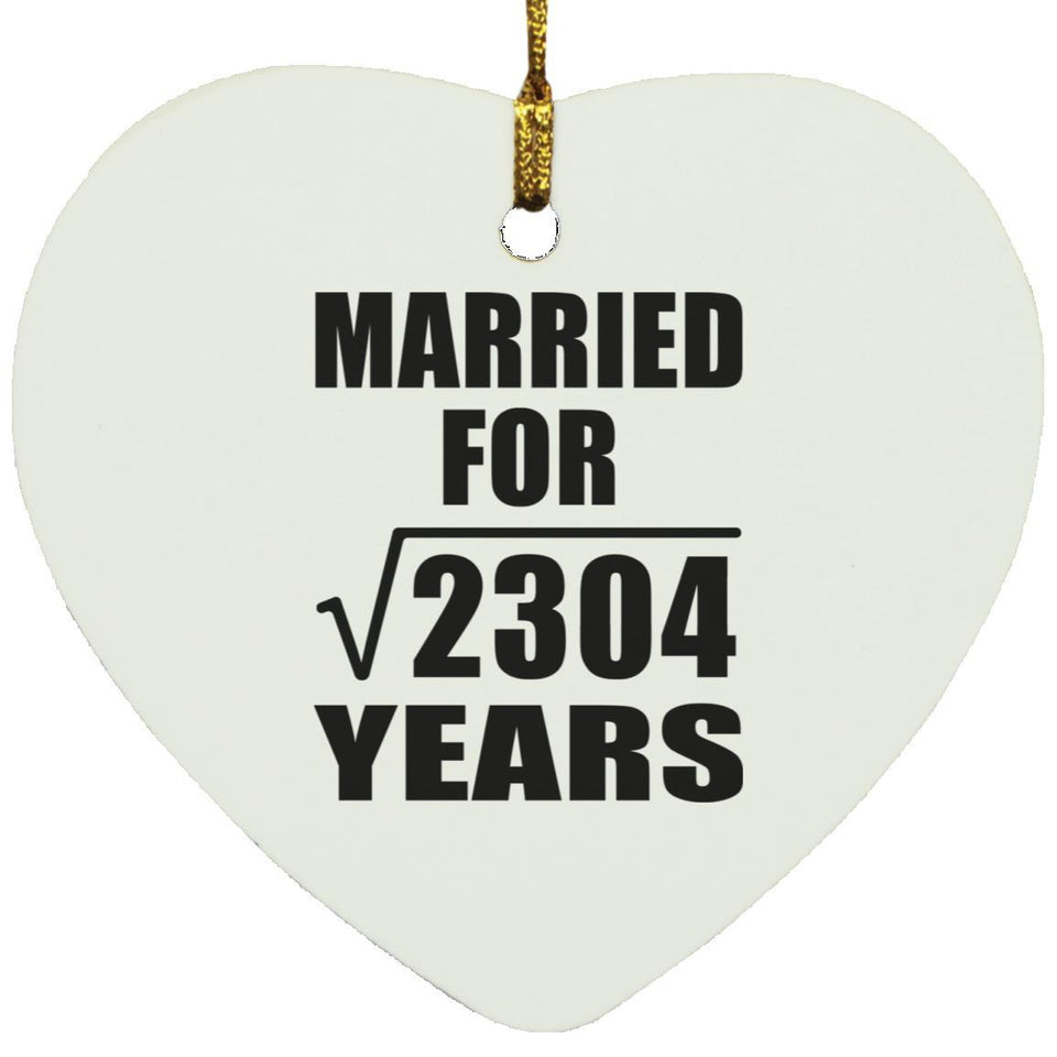 48th Anniversary Married For Square Root of 2304 Years - Heart Ornament