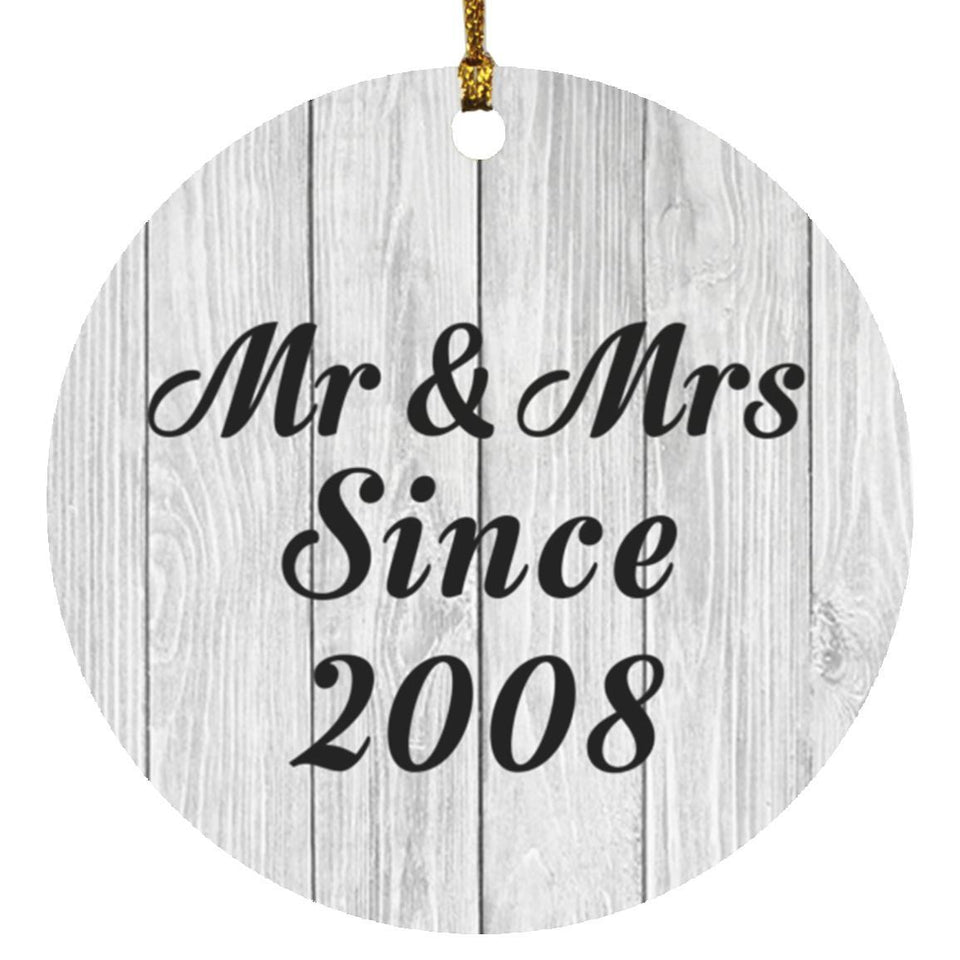 16th Anniversary Mr & Mrs Since 2008 - Circle Ornament F