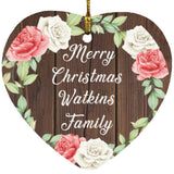 Merry Christmas Watkins Family - Heart Ornament A