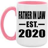 Father In Law Established EST. 2020 - 15oz Accent Mug Pink