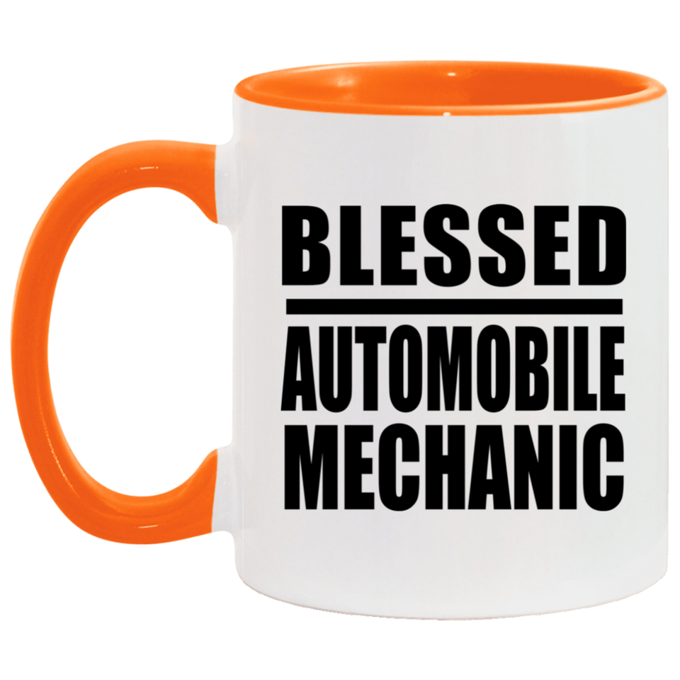 Blessed Automobile Mechanic - 11oz Accent Mug Orange