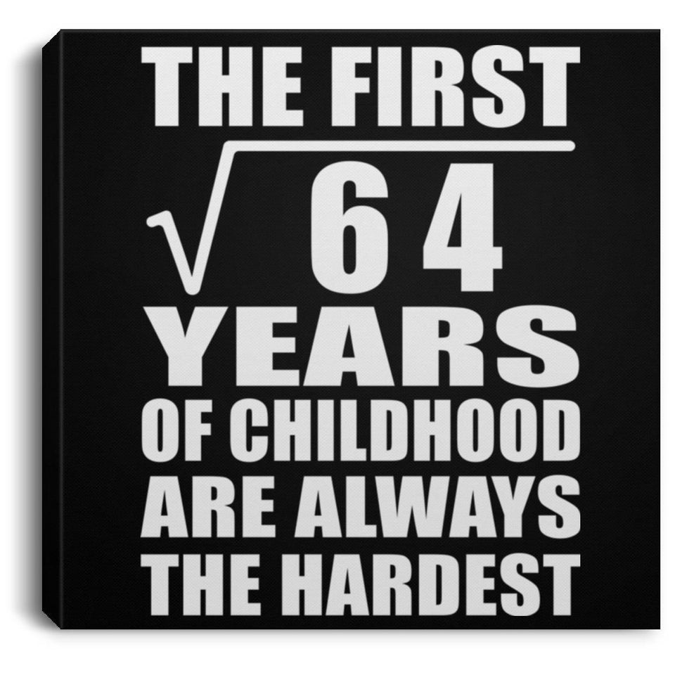 8th Birthday Square Root of 64 Years of Childhood - Canvas Square