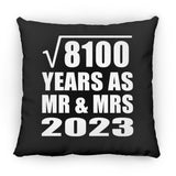 90th Anniversary Square Root of 8100 Years As Mr & Mrs 2023 - Throw Pillow Black