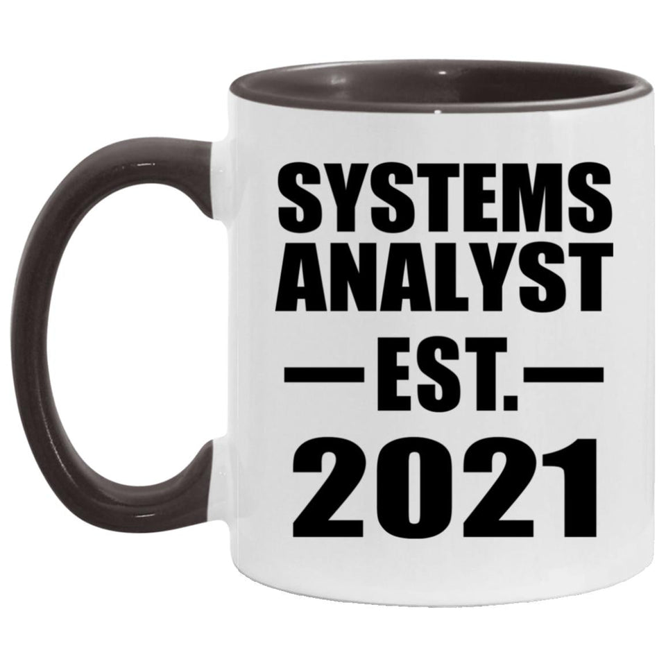 Systems Analyst Established EST. 2021 - 11oz Accent Mug Black