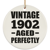 122nd Birthday Vintage 1902 Aged Perfectly - Circle Ornament