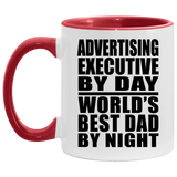 Advertising Executive By Day World's Best Dad By Night - 11oz Accent Mug Red