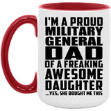 Proud Military General Dad Of Awesome Daughter - 15oz Accent Mug Red