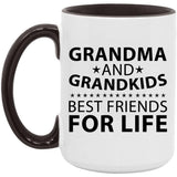 Grandma and Grandkids, Best Friends For Life - 15oz Accent Mug Black