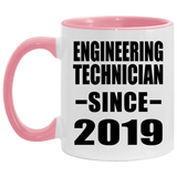 Engineering Technician Since 2019 - 11oz Accent Mug Pink