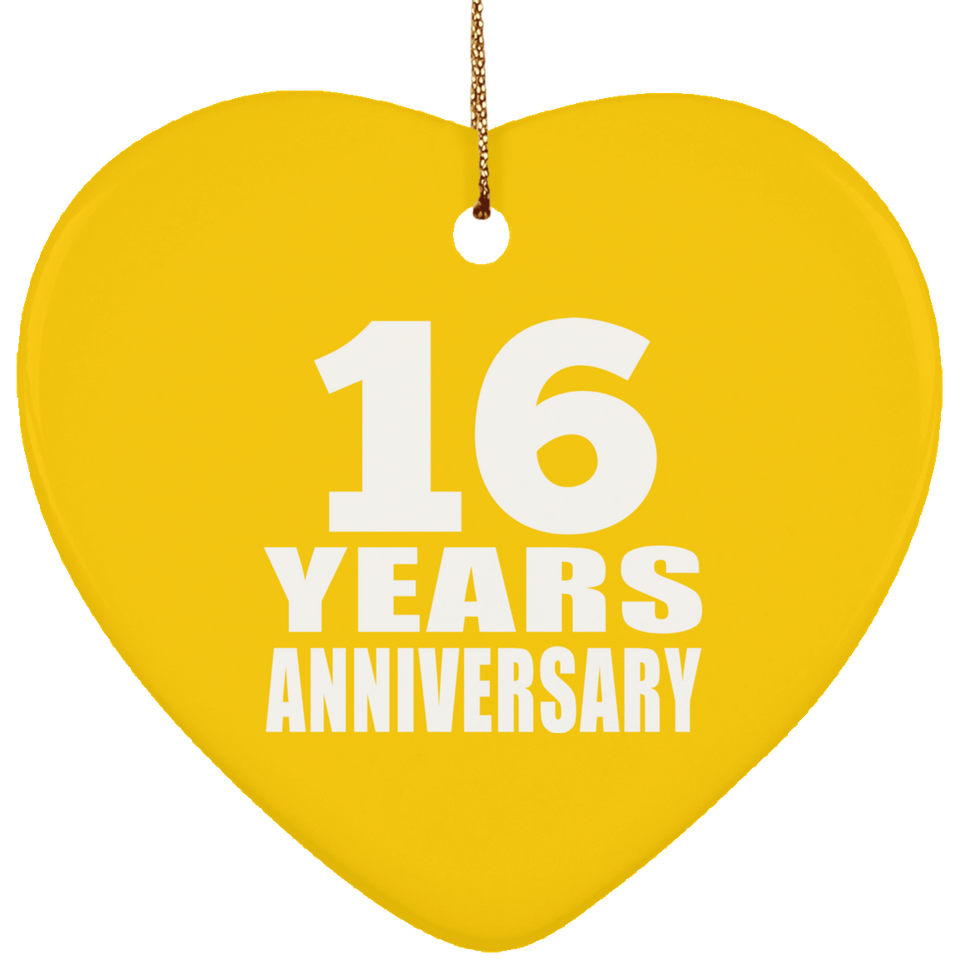16th Anniversary 16 Years - Heart Ornament