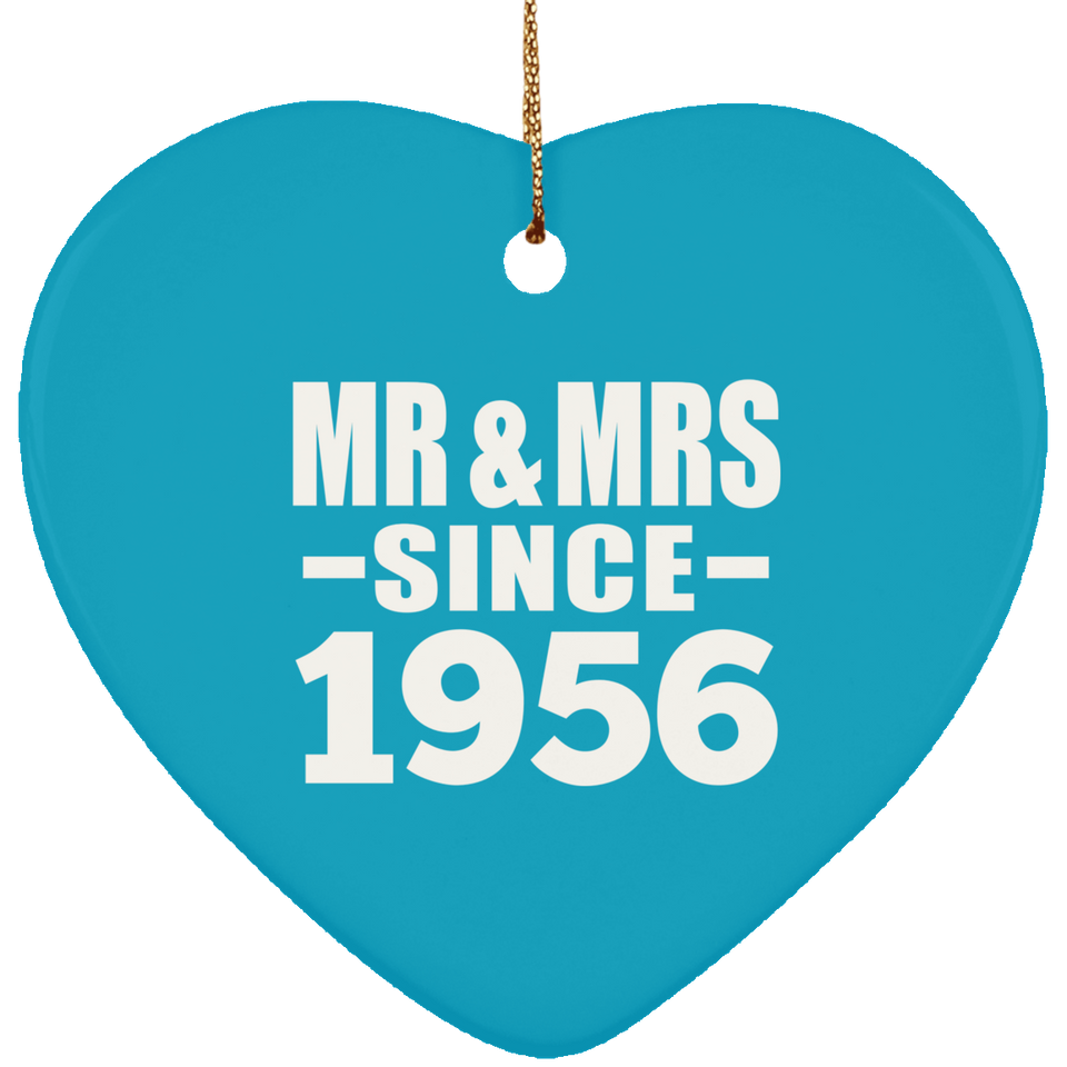 68th Anniversary Mr & Mrs Since 1956 - Heart Ornament