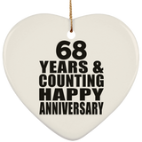 Happy 68th Anniversary 68 Years & Counting - Heart Ornament