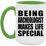 Being Archeologist Makes Life Special - 15oz Accent Mug Green