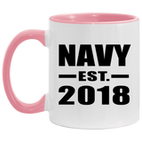 Navy Established EST. 2018 - 11oz Accent Mug Pink