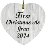 First Christmas As Gran 2024 - Heart Ornament F