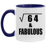 8th Birthday Square Root of 64 & Fabulous - 11oz Accent Mug Purple