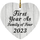 First Year As Family Of Four 2023 - Heart Ornament F