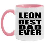 Leon Best Dad Ever - 11oz Accent Mug Pink