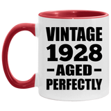 96th Birthday Vintage 1928 Aged Perfectly - 11oz Accent Mug Red
