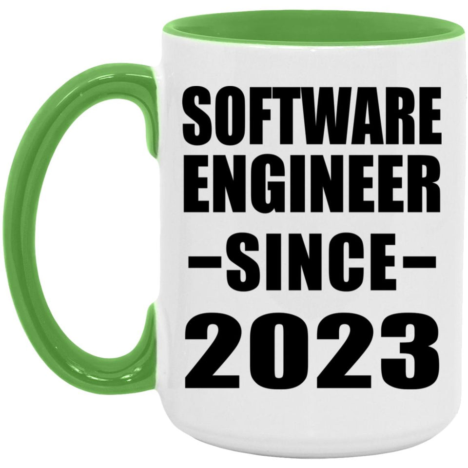 Software Engineer Since 2023 - 15oz Accent Mug Green