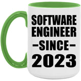Software Engineer Since 2023 - 15oz Accent Mug Green