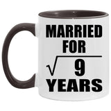 3rd Anniversary Married For Square Root of 9 Years - 11oz Accent Mug Black