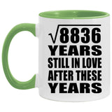 94th Anniversary Square Root of 8836 Years Still In Love - 11oz Accent Mug Green
