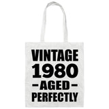 44th Birthday Vintage 1980 Aged Perfectly - Tote Bag White