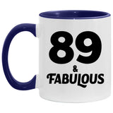 89th Birthday 89 & Fabulous - 11oz Accent Mug Purple