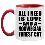 All I Need Is Love And A Norwegian Forest Cat - 11oz Accent Mug Red