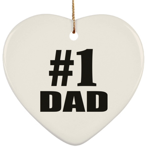Number One #1 Dad - Heart Ornament