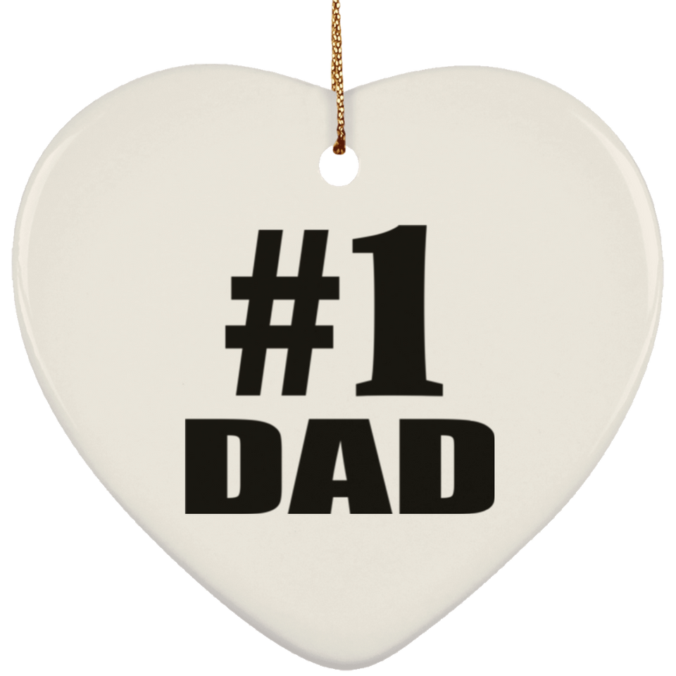 Number One #1 Dad - Heart Ornament