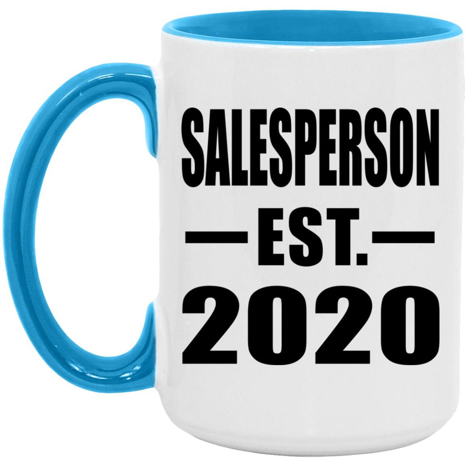 Salesperson Established EST. 2020 - 15oz Accent Mug Blue